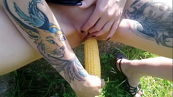Big Lucy Ravenblood fucking pussy with corn in public best Clips