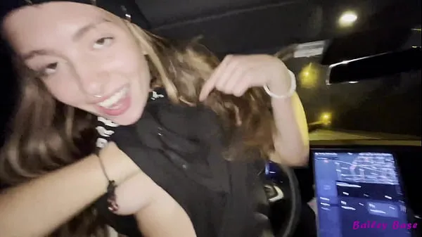 Big Fucking Hot Date While Tesla Car Self Drives Streets At Night best Clips