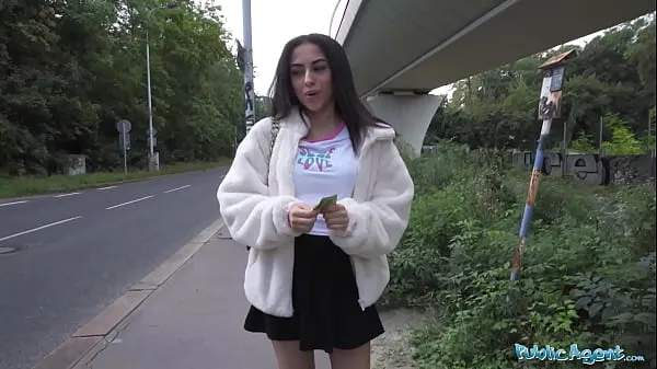 Public Agent - Pretty British Brunette Teen Sucks and Fucks big cock outside after nearly getting run over by a runaway Fake Taxi