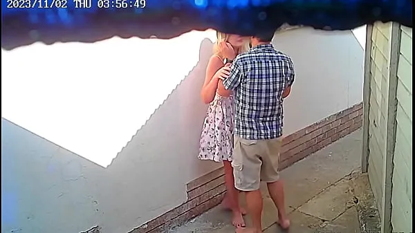 Grote Cctv camera caught couple fucking outside public restaurant beste clips
